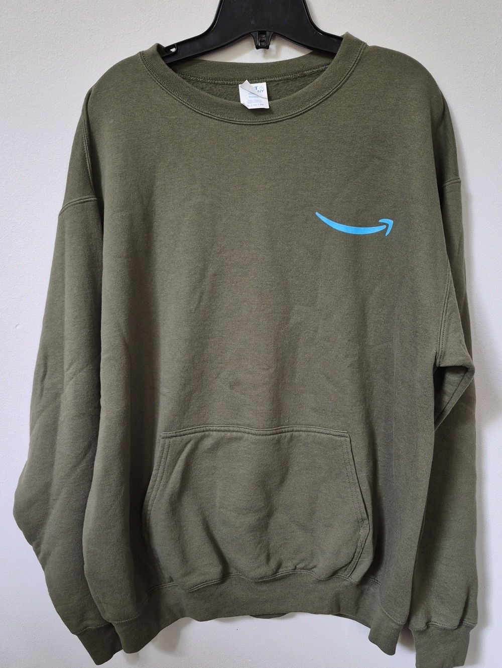 Amazon Logo Branded Olive Green Crewneck Sweatshirt Mens XL Utility Work Uniform